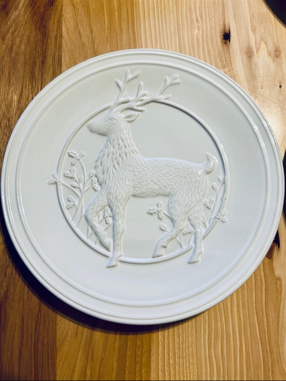 Pottery Barn DONDER Deer Stag Ceramic Dinner Plates - Set of 4 in box